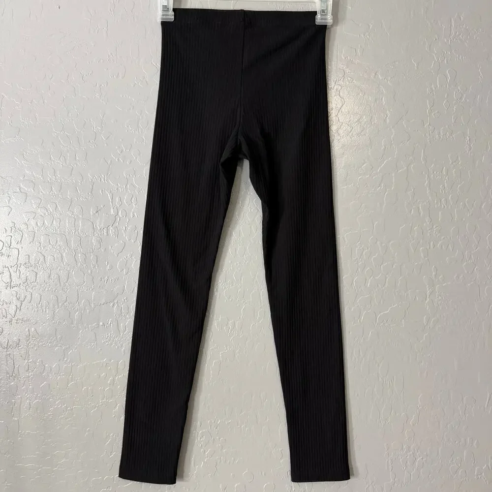 Old Navy Ribbed Knit Leggings for Girls, Black, L10/12